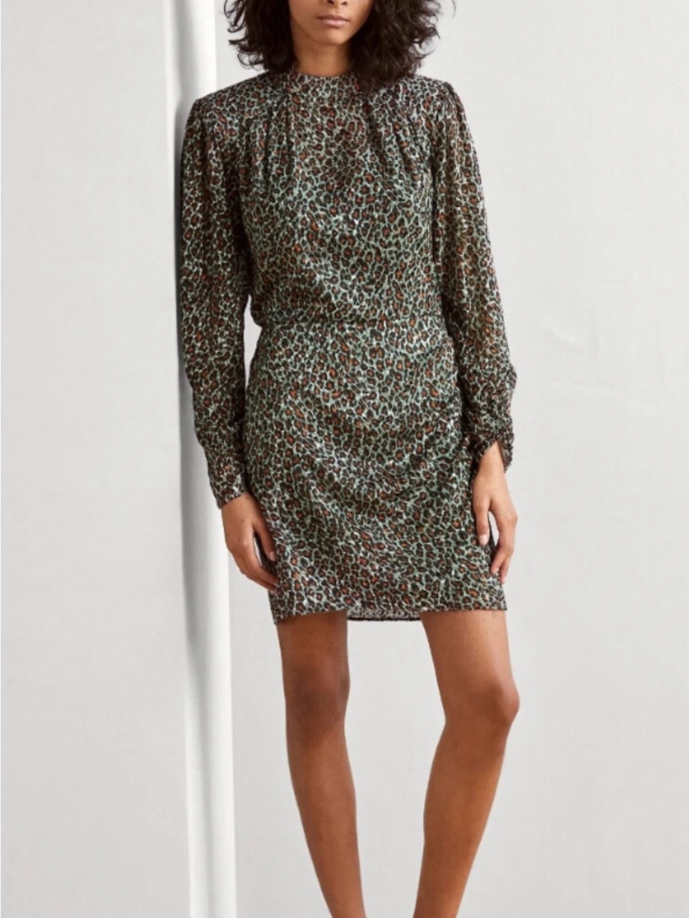 Scotch & Soda Leopard-Print Long-Sleeve Mini Dress